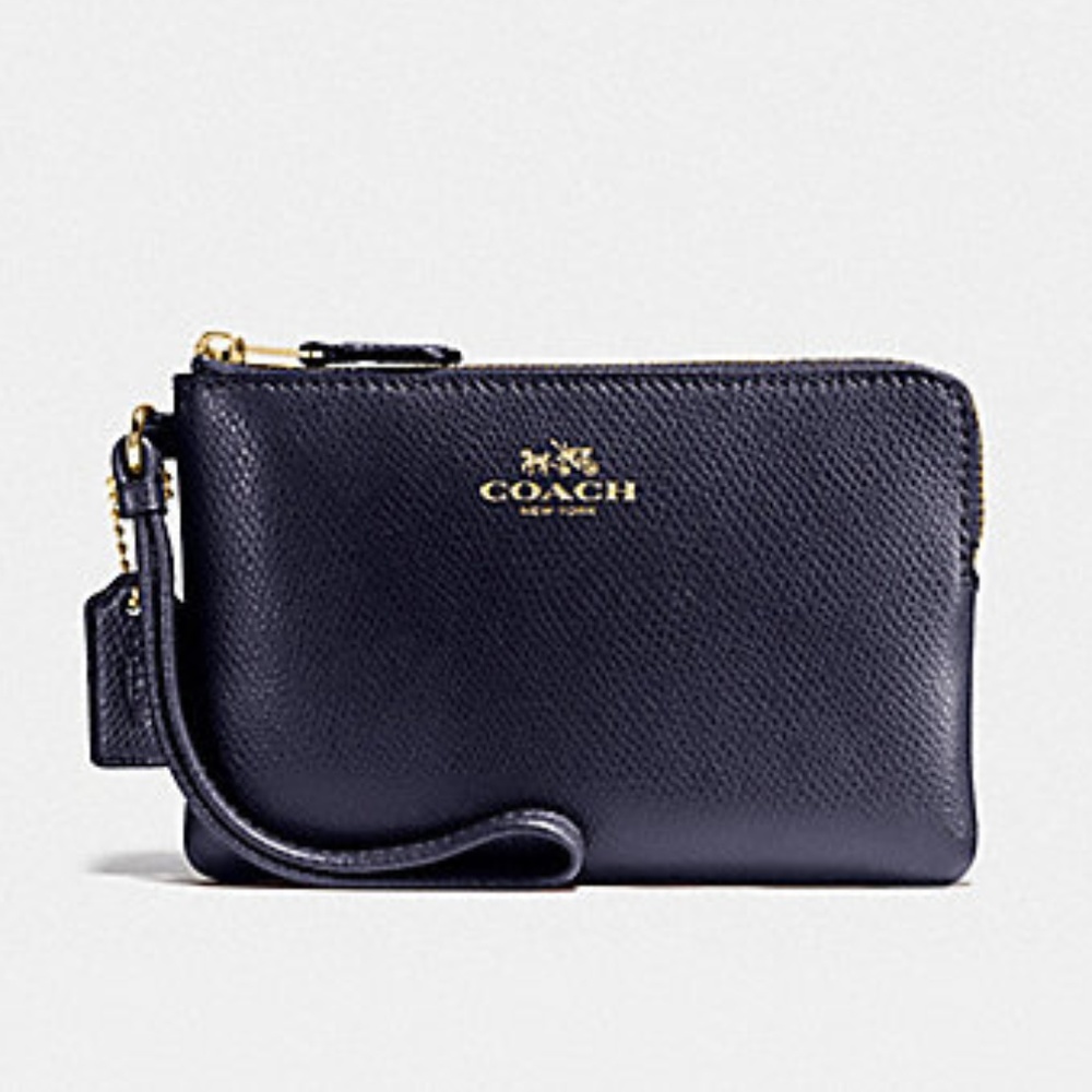 COACH Small Corner Zip Wristlet in Midnight